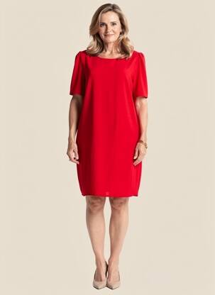 Robe courte coupe fluide manches courtes rouge GEVANA femme