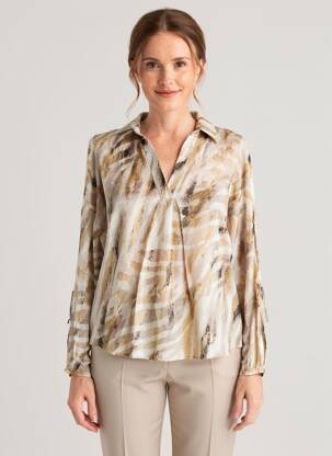 Blouse légère et transparente manches longues beige EVA KAYAN femme