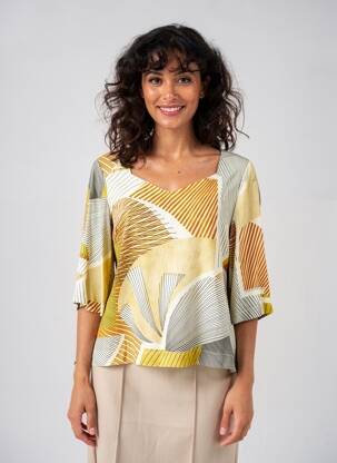 Blouse manches 3/4 manches 3/4 jaune MARIA BELLENTANI femme