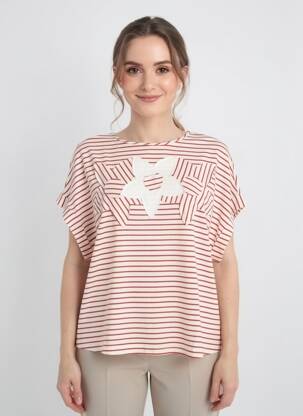 T-shirt coupe droite manches courtes rouge MARIA BELLENTANI femme