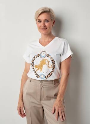T-shirt imprimé fantaisie manches courtes beige LESLIE femme