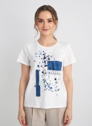 T-shirt stretch manches courtes blanc ELEONORA AMADEI femme