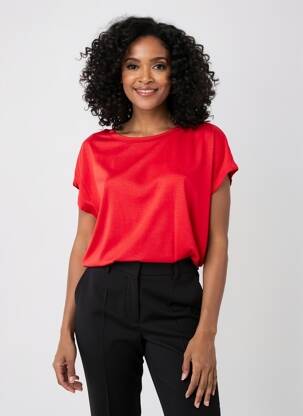 T-shirt coupe droite manches courtes rouge ELEONORA AMADEI femme