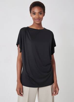 T-shirt coupe droite manches courtes noir ELEONORA AMADEI femme