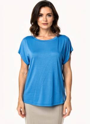 T-shirt coupe droite manches courtes bleu ELEONORA AMADEI femme