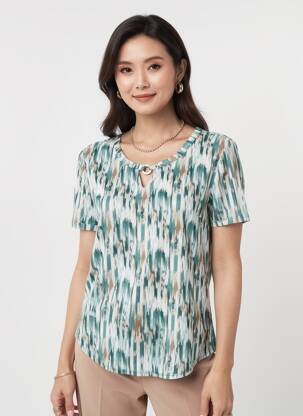 T-shirt stretch manches courtes vert GEVANA femme