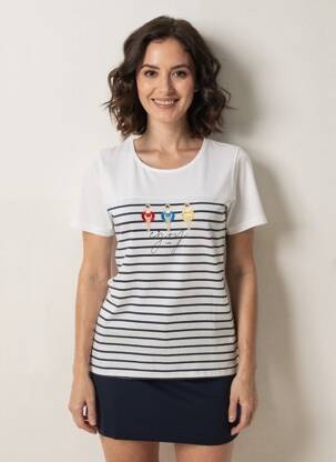 T-shirt sérigraphie avec strass manches courtes bleu ANANKE femme