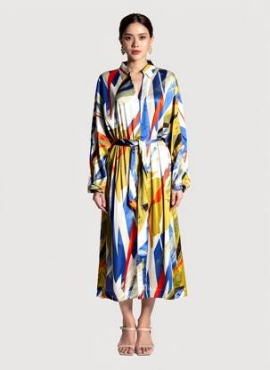 Robe longue manches longues manches longues bleu LOLA CASADEMUNT femme