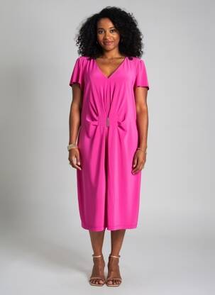 Robe mi-longue manches courtes manches courtes rose JOSEPH RIBKOFF femme