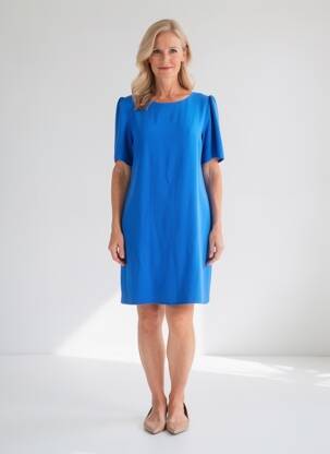 Robe courte coupe fluide manches courtes bleu GEVANA femme