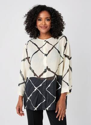 Chemisier tissage crêpe manches longues beige MARIA BELLENTANI femme