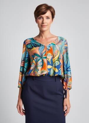 Blouse tissage popeline manches 3/4 orange PAUSE CAFE femme