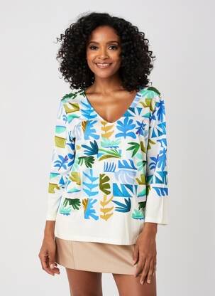 T-shirt manches 3/4 manches 3/4 bleu FUEGO WOMAN femme