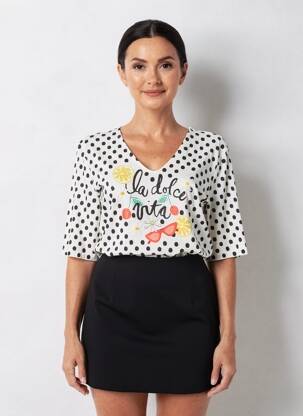 T-shirt col v manches courtes beige ANANKE femme