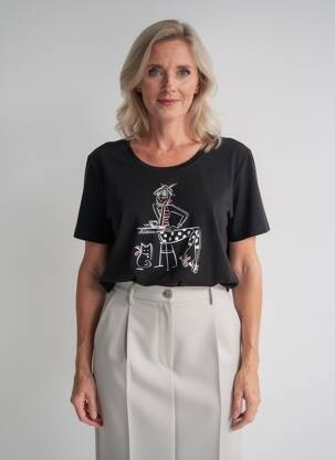 T-shirt coupe droite manches courtes noir DOLCEZZA femme