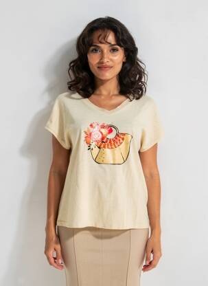 T-shirt stretch manches courtes beige ANANKE femme