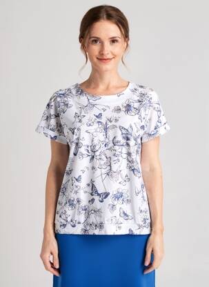 T-shirt stretch manches courtes bleu LEO & UGO femme