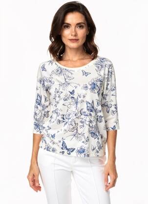 Top stretch manches 3/4 bleu LEO & UGO femme