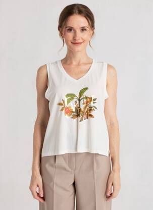 Débardeur col v sans manche beige FUEGO WOMAN femme
