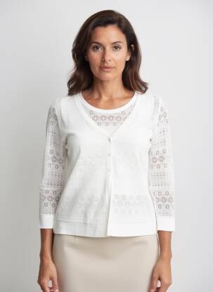 Twin-set manches 3/4 blanc LEO & UGO femme