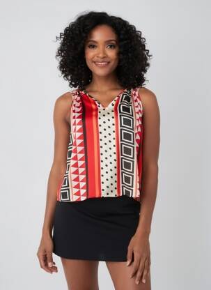 Top coupe fluide sans manche rouge ELEONORA AMADEI femme
