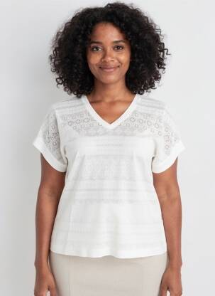 T-shirt imprimé fantaisie manches courtes blanc LEO & UGO femme