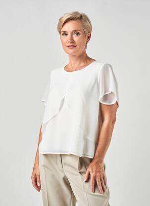 Top tissage crêpe manches courtes blanc GUY DUBOUIS femme