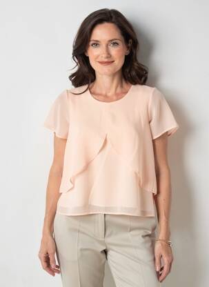 Top coupe fluide manches courtes rose GUY DUBOUIS femme