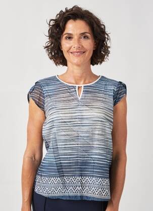 Top imprimé fantaisie manches courtes bleu GUY DUBOUIS femme