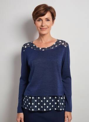 Pull coupe cintrée manches longues bleu GUY DUBOUIS femme