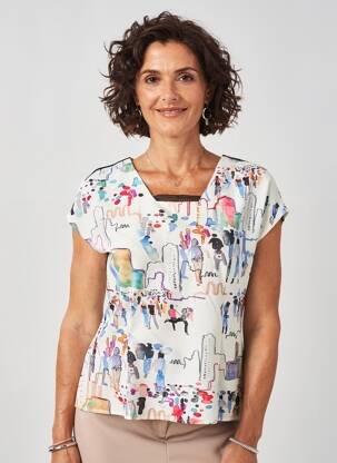 Top col carré manches courtes blanc MERI & ESCA femme