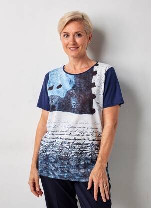 Top stretch manches courtes bleu GUY DUBOUIS femme