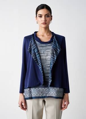 Top coupe fluide manches longues bleu GUY DUBOUIS femme