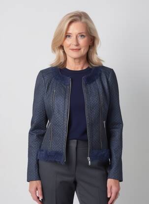 Veste casual col rond bleu MERI & ESCA femme