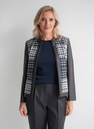 Veste casual col rond noir GUY DUBOUIS femme