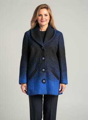 Manteau long coupe droite sans capuche bleu MERI & ESCA femme
