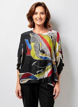 Blouse tissage popeline manches 3/4 noir MERI & ESCA femme