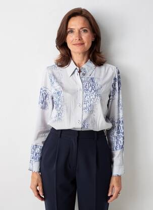 Chemisier coupe droite manches longues bleu MERI & ESCA femme