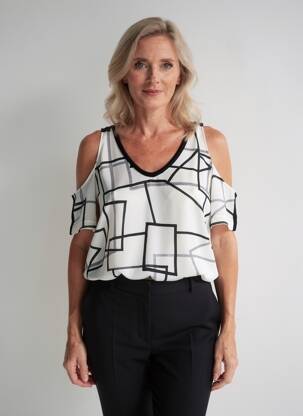 Top tissage crêpe manches courtes blanc MADO ET LES AUTRES femme