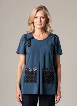 Tunique manches courtes col rond bleu MERI & ESCA femme