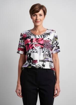 T-shirt imprimé fantaisie manches courtes rose GUY DUBOUIS femme