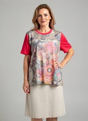 T-shirt imprimé fantaisie manches courtes rouge BAGORAZ femme