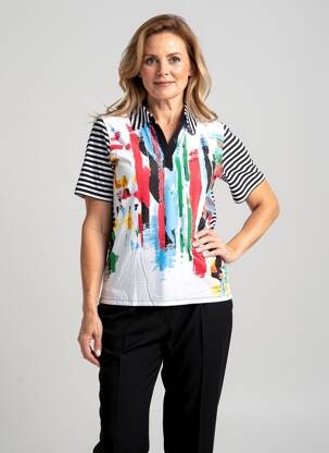 Polo coupe droite manches courtes blanc GUY DUBOUIS femme