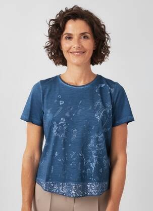 T-shirt coupe cintrée manches courtes bleu MERI & ESCA femme