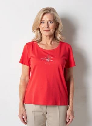T-shirt coupe cintrée manches courtes rouge GUY DUBOUIS femme