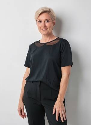 T-shirt stretch manches courtes noir GUY DUBOUIS femme