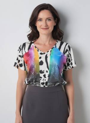 T-shirt imprimé fantaisie manches courtes noir MERI & ESCA femme