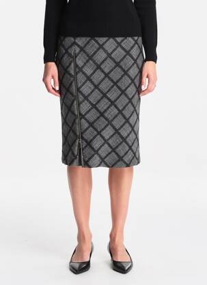 Jupe mi-longue taille haute gris GUY DUBOUIS femme