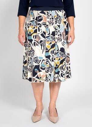 Jupe mi-longue stretch bleu GUY DUBOUIS femme