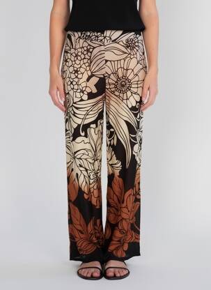 Pantalon droit tissage popeline taille normale noir ELEONORA AMADEI femme